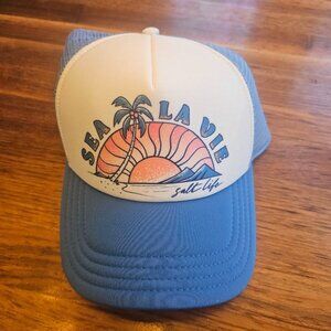 Salt Life Women's Baseball Beach Hat Blue & White - NWT